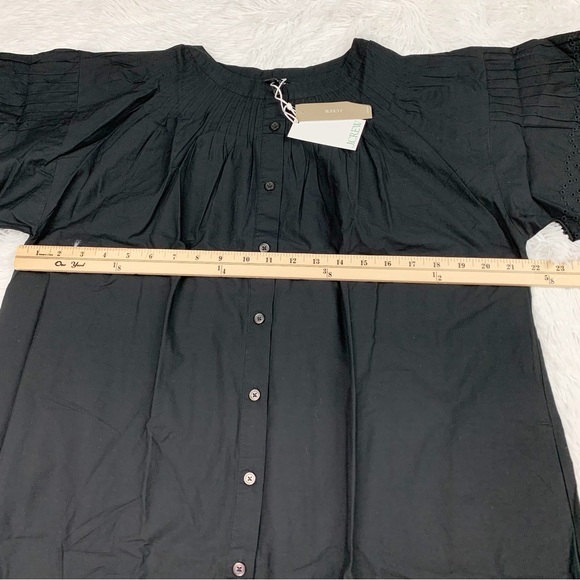 J Crew short sleeve Jolie dress in eyelet cotton poplin button front in black - Picture 5 of 11